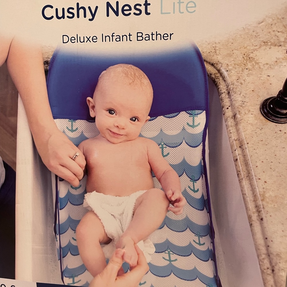 Baby Delight Cushy Nest Lite Deluxe Infant Bather Anchors Away Fabric Washable